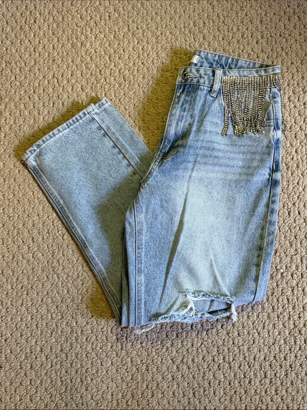 Forever 21 Rhinestone Ripped Jeans NEW - Picture 8 of 8